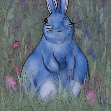 Abbildung blauer Hase
