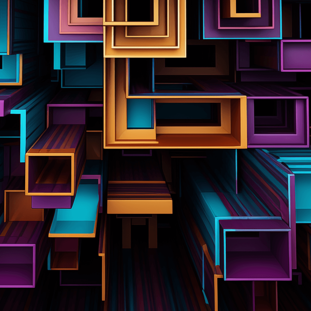 Bunte Quadrate auf schwarzem Hintergrund zur Illustrierung des angebotenen Videokurses